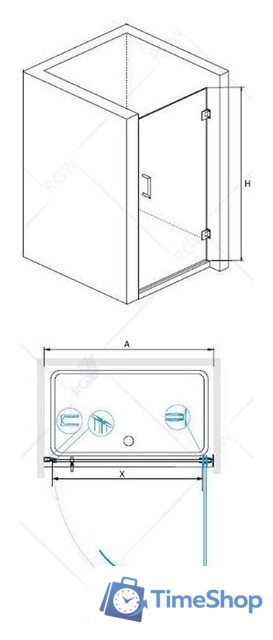 Душевая дверь RGW HO-011B 60 (черный/прозрачное стекло) - Изображение №4 — Интернет-магазин Time-Shop