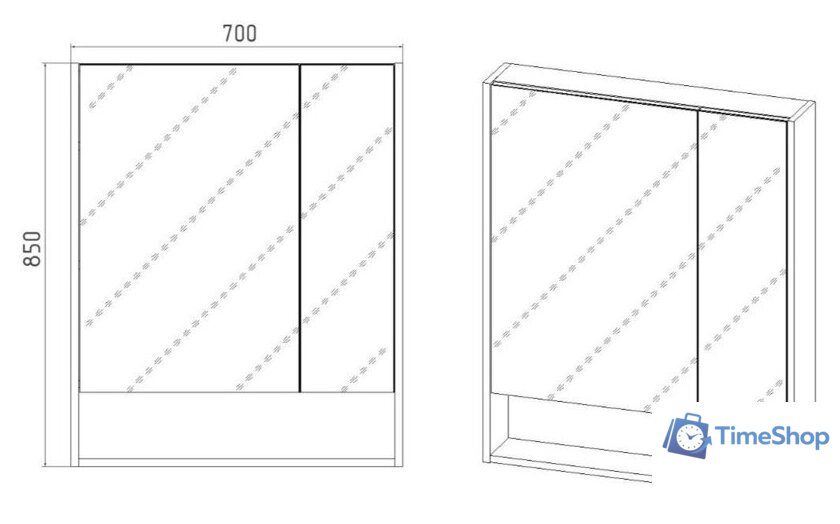  Viant Шкаф с зеркалом Мальта 70 VMAL70-ZSH - Изображение №5 — Интернет-магазин Time-Shop