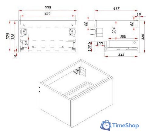  ЗОВ Тумба под умывальник Кито 100 K100LW0MWMC (белый матовый) - Изображение №3 — Интернет-магазин Time-Shop