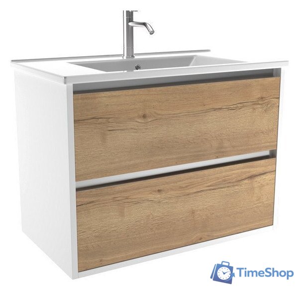  ЗОВ Тумба с умывальником Парма 80 P80LWP0MHMC1A-OL80 (белый/галифакс) - Изображение №1 — Интернет-магазин Time-Shop