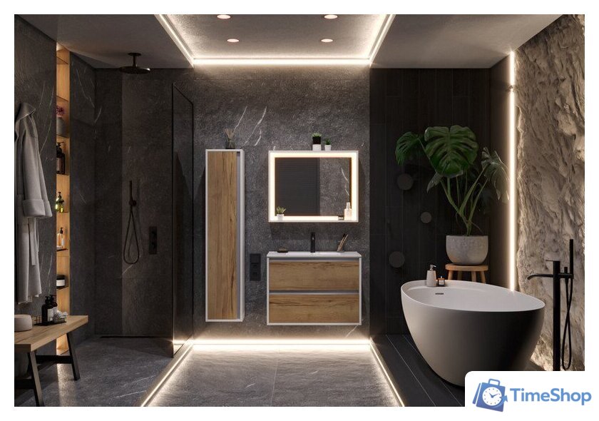  ЗОВ Тумба с умывальником Парма 80 P80LWP0MHMC1A-OL80 (белый/галифакс) - Изображение №4 — Интернет-магазин Time-Shop