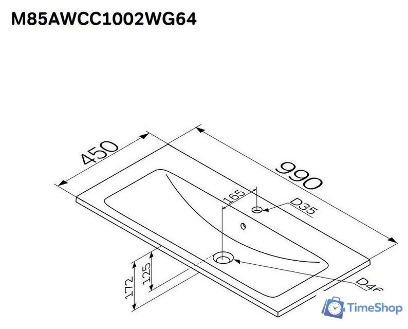 Умывальник AM.PM X-Joy M85AWCC1002WG64 - Изображение №3 — Интернет-магазин Time-Shop