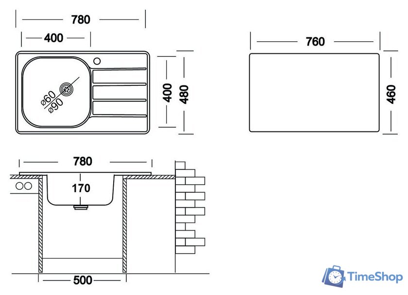 Кухонная мойка Ukinox Гранд GRM780.480-GT6K 1R - Изображение №7 — Интернет-магазин Time-Shop