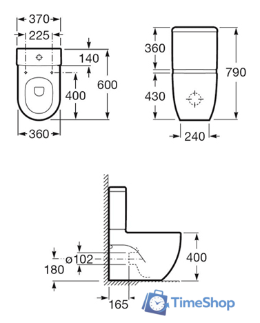 Унитаз напольный Roca Meridian-N Compacto (342248000) (без бачка, без сиденья) - Изображение №2 — Интернет-магазин Time-Shop