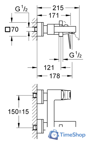 Смеситель Grohe Eurocube 23140000 - Изображение №2 — Интернет-магазин Time-Shop