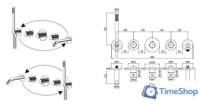 Смеситель без скрытого механизма Paffoni MDE001NO - Изображение №2 — Интернет-магазин Time-Shop