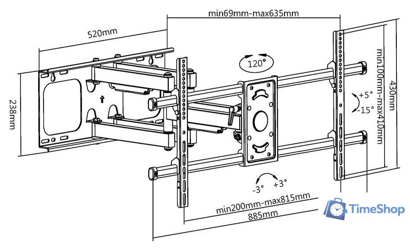 Кронштейн для телевизора Ultramounts UM913 (черный) - Изображение №12 — Интернет-магазин Time-Shop