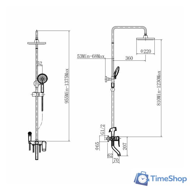 Душевая система  PLstart PL2403-7 (черный) - Изображение №5 — Интернет-магазин Time-Shop