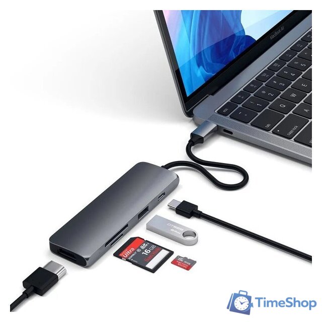 Док-станция Satechi Aluminum USB-C Multiport Pro Adapter ST-UCMPAM - Изображение №7 — Интернет-магазин Time-Shop