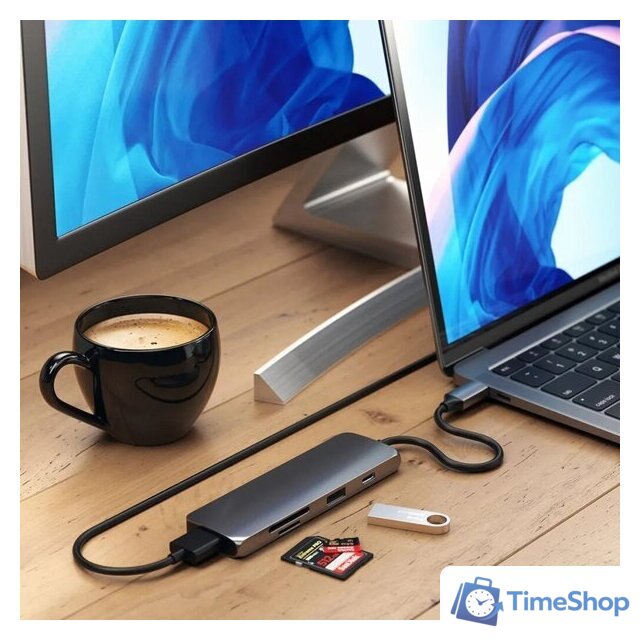 Док-станция Satechi Aluminum USB-C Multiport Pro Adapter ST-UCMPAM - Изображение №6 — Интернет-магазин Time-Shop