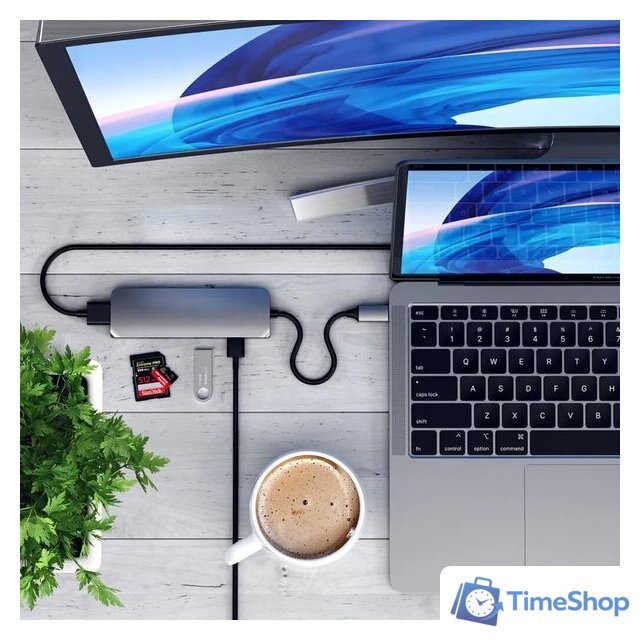 Док-станция Satechi Aluminum USB-C Multiport Pro Adapter ST-UCMPAM - Изображение №5 — Интернет-магазин Time-Shop