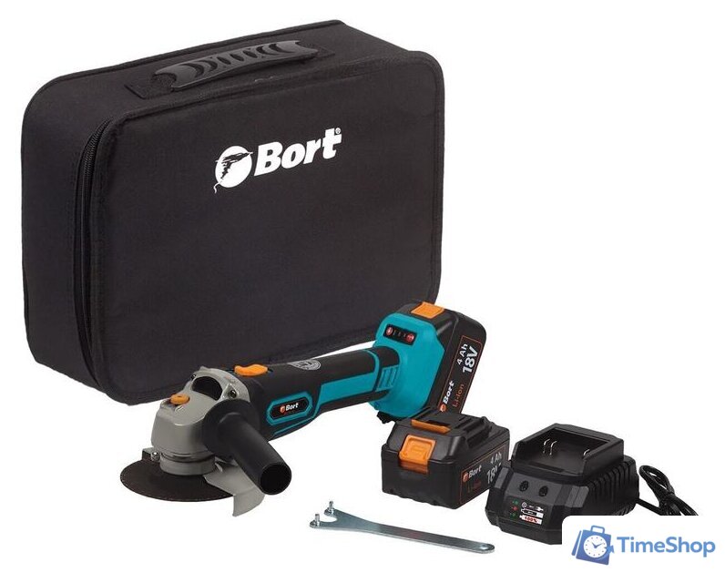 Угловая шлифмашина Bort BWS-18Li-125 (с 2-мя АКБ) - Изображение №1 — Интернет-магазин Time-Shop