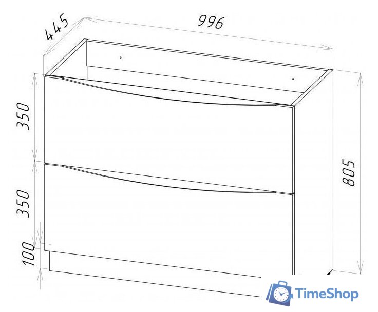  BelBagno Тумба под умывальник Marino-1000-2C-PIA-BL-P (bianco lucido) - Изображение №4 — Интернет-магазин Time-Shop