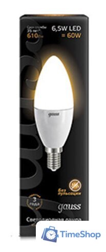 Светодиодная лампочка Gauss E14 6.5 Вт 3000 К 103101107 - Изображение №2 — Интернет-магазин Time-Shop