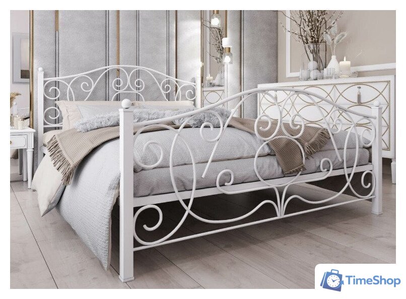 Кровать Князев Мебель Виктория 90x200 ВЯ.90.200.Б (белый муар) - Изображение №1 — Интернет-магазин Time-Shop