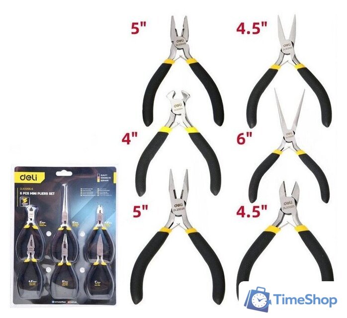 Набор пассатижей Deli DL103205-6 (6 предметов) - Изображение №1 — Интернет-магазин Time-Shop