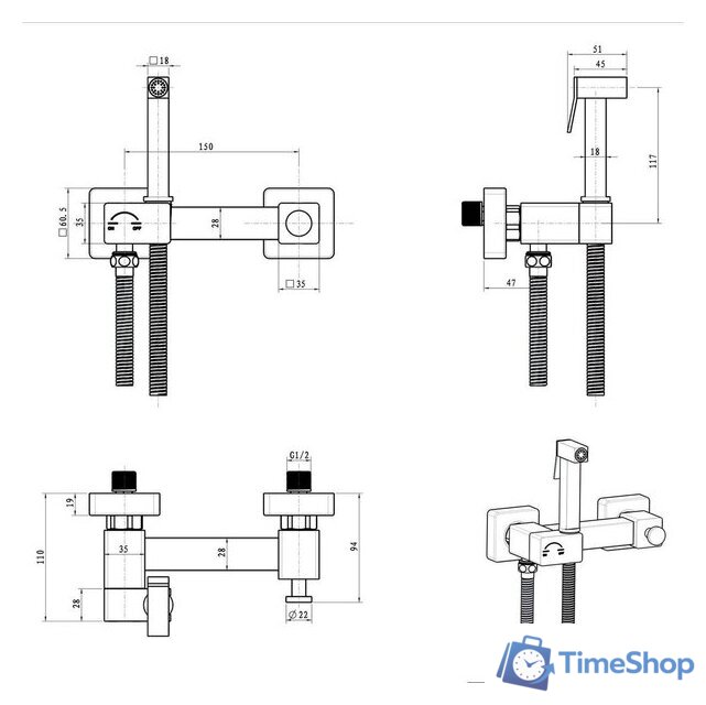 Унитаз напольный Lauter Vortex 2110022VF + гигиенический душ Glow 21LT0222BM - Изображение №30 — Интернет-магазин Time-Shop