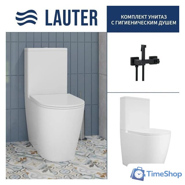 Унитаз напольный Lauter Vortex 2110022VF + гигиенический душ Glow 21LT0222BM - Изображение №1 — Интернет-магазин Time-Shop