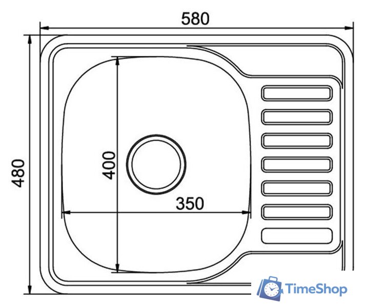 Кухонная мойка Mixline 535617 (левая, полированная, 0.8 мм) - Изображение №2 — Интернет-магазин Time-Shop