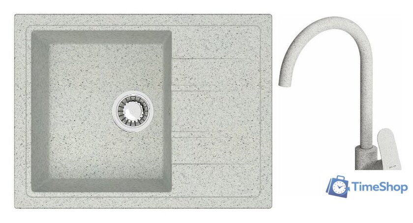 Кухонная мойка Berge BR-5850 + смеситель AM.PM Like F8007133 (серый) - Изображение №1 — Интернет-магазин Time-Shop