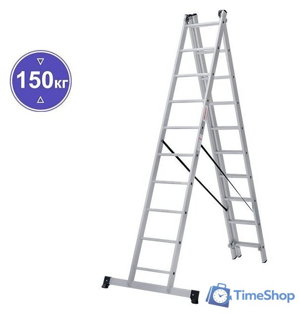 Лестница-стремянка Новая высота NV 123 алюминиевая трёхсекционная 3x10 ступеней - Изображение №1 — Интернет-магазин Time-Shop
