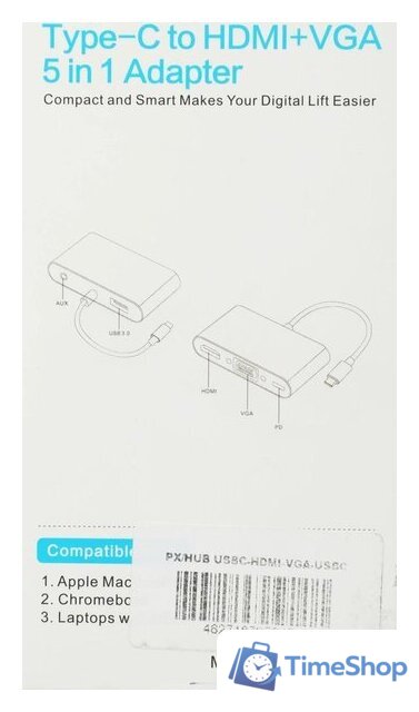 Адаптер Palmexx PX/HUB USBC-HDMI-VGA-USBC - Изображение №10 — Интернет-магазин Time-Shop