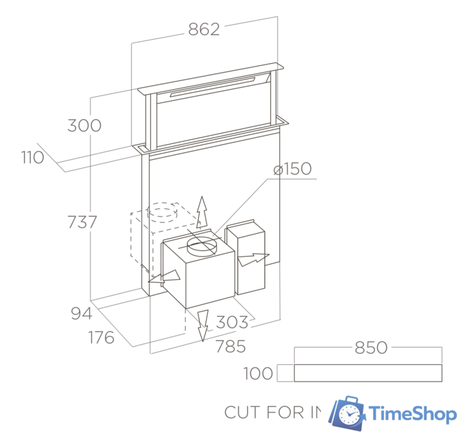 Кухонная вытяжка Elica Getup BL Mat/A/90 PRF0162784 - Изображение №3 — Интернет-магазин Time-Shop