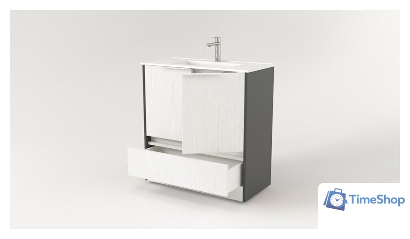  Дабер Тумба под умывальник 017 Тобага/Эридан 80 Т17.8Т.0.20Б (белый древесный/серый/ручка белая) - Изображение №2 — Интернет-магазин Time-Shop