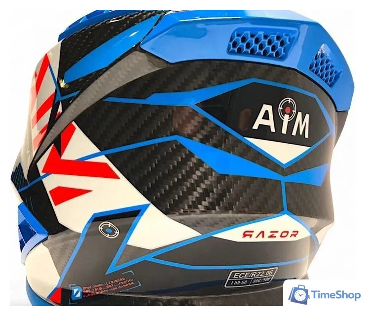 Мотошлем AIM RH855 Carbon Razor RH855R-DBR-L (L, синий/красный) - Изображение №11 — Интернет-магазин Time-Shop