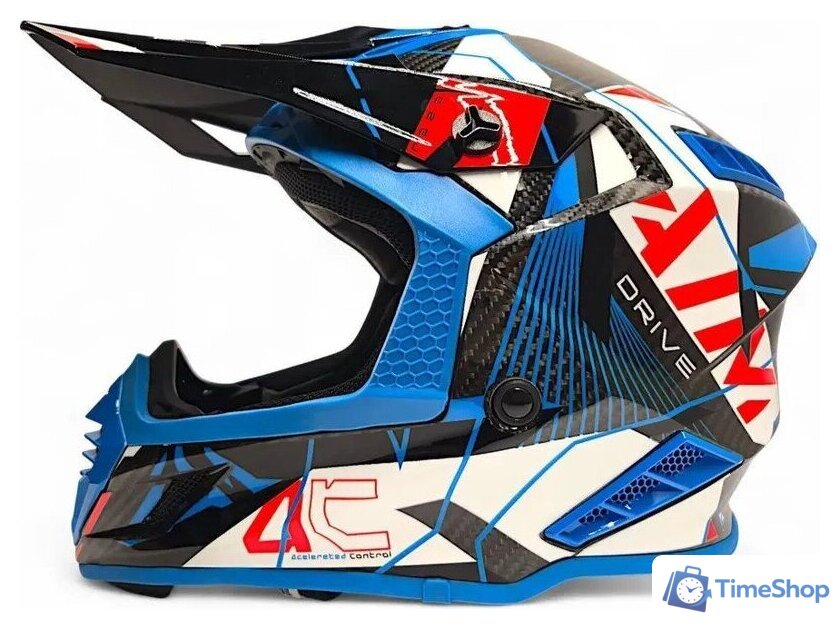 Мотошлем AIM RH855 Carbon Razor RH855R-DBR-L (L, синий/красный) - Изображение №3 — Интернет-магазин Time-Shop