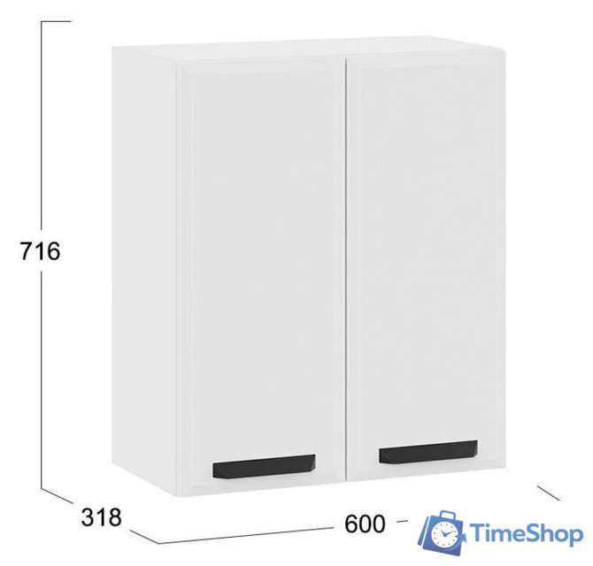 Шкаф навесной Трия Тиана 1В6 (белый/белый супермат) - Изображение №3 — Интернет-магазин Time-Shop