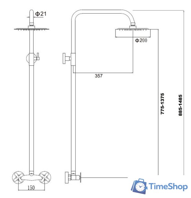 Верхний душ Fmark FS8505 - Изображение №2 — Интернет-магазин Time-Shop