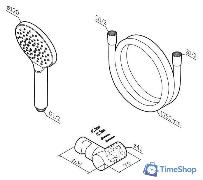 Душевой гарнитур  AM.PM Like F0118022 (черный) - Изображение №4 — Интернет-магазин Time-Shop