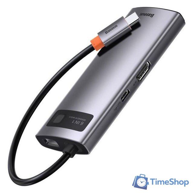 Док-станция Baseus Metal Gleam Series 6-in-1 Multifunctional USB Type C CAHUB-CW0G - Изображение №5 — Интернет-магазин Time-Shop