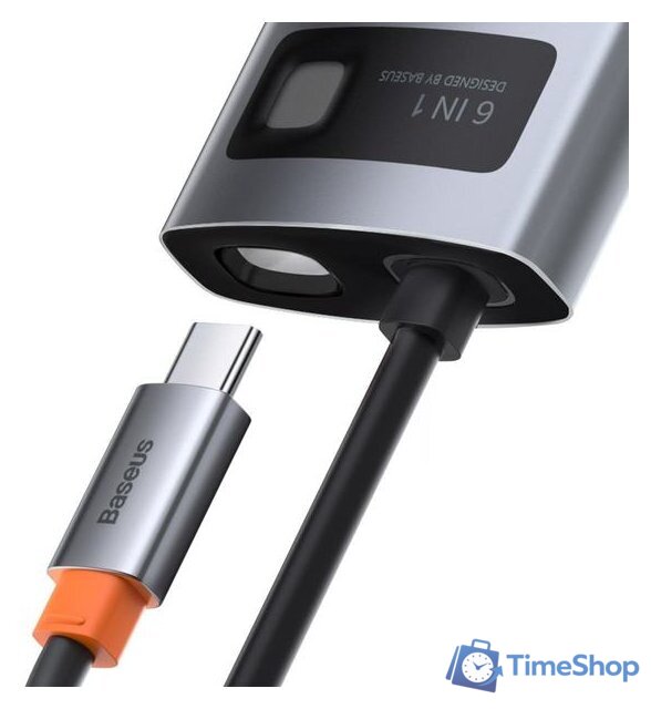 Док-станция Baseus Metal Gleam Series 6-in-1 Multifunctional USB Type C CAHUB-CW0G - Изображение №6 — Интернет-магазин Time-Shop