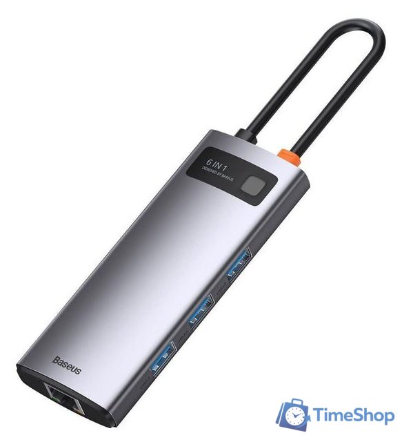 Док-станция Baseus Metal Gleam Series 6-in-1 Multifunctional USB Type C CAHUB-CW0G - Изображение №4 — Интернет-магазин Time-Shop