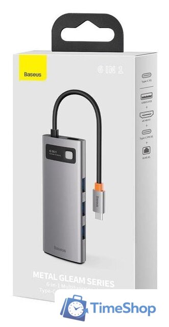 Док-станция Baseus Metal Gleam Series 6-in-1 Multifunctional USB Type C CAHUB-CW0G - Изображение №7 — Интернет-магазин Time-Shop