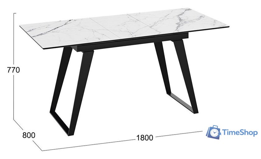 Кухонный стол Трия Техно (черный муар/стекло глянцевое белый мрамор) - Изображение №6 — Интернет-магазин Time-Shop