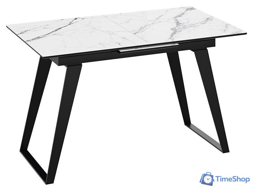 Кухонный стол Трия Техно (черный муар/стекло глянцевое белый мрамор) - Изображение №1 — Интернет-магазин Time-Shop