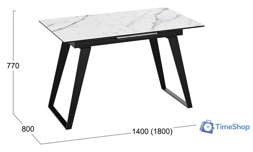 Кухонный стол Трия Техно (черный муар/стекло глянцевое белый мрамор) - Изображение №5 — Интернет-магазин Time-Shop