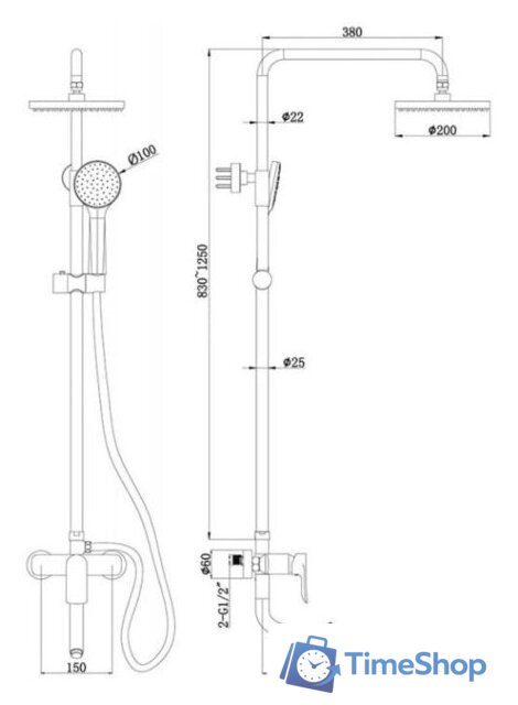 Душевая система  Bravat Emeralda F6337371CP-A-RUS - Изображение №2 — Интернет-магазин Time-Shop