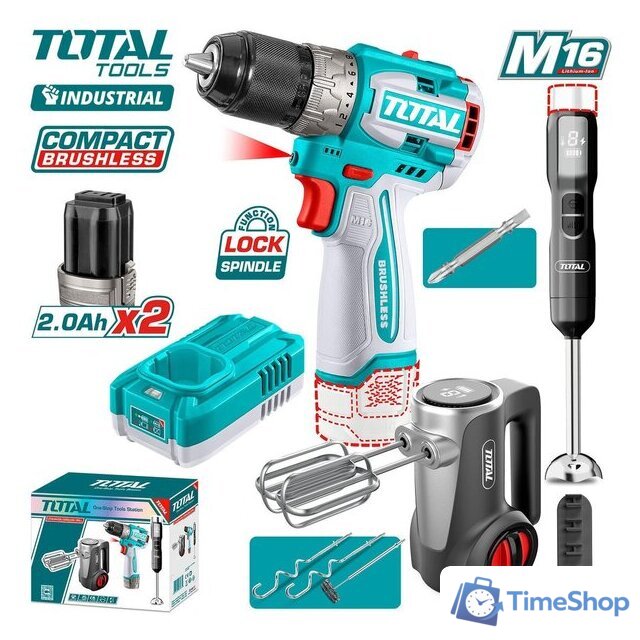  Total TCKLI1638 (шуруповерт, блендер, миксер, 2 АКБ) - Изображение №1 — Интернет-магазин Time-Shop