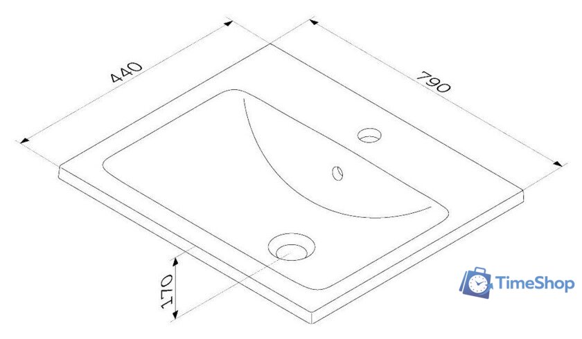 Умывальник AM.PM X-Joy M85AWCC0802WG64 (белый глянец) - Изображение №3 — Интернет-магазин Time-Shop