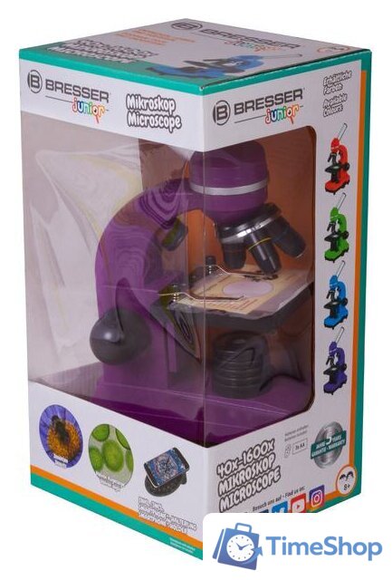 Детский микроскоп Bresser Junior Biolux SEL 40–1600x 74321 (фиолетовый) - Изображение №13 — Интернет-магазин Time-Shop