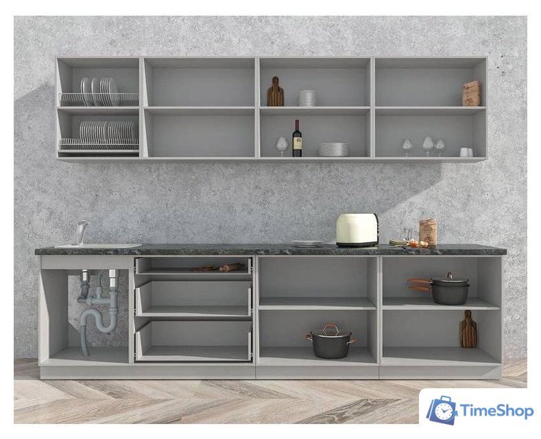 Готовая кухня Интерлиния Мила Матте 3.0 А (белый/мята/опал светлый) - Изображение №4 — Интернет-магазин Time-Shop