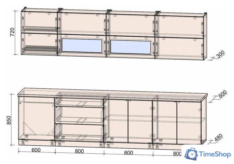 Готовая кухня Интерлиния Мила Матте 3.0 А (белый/мята/опал светлый) - Изображение №5 — Интернет-магазин Time-Shop