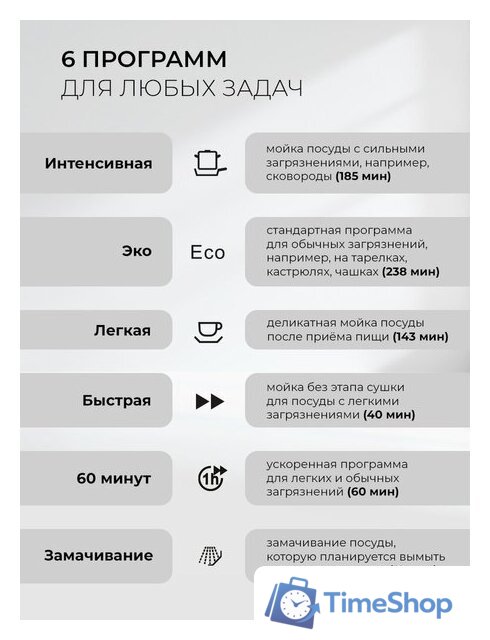 Отдельностоящая посудомоечная машина LEX DW4563N WH - Изображение №4 — Интернет-магазин Time-Shop