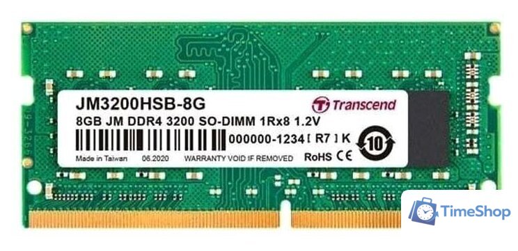Оперативная память Transcend JetRam 16GB DDR4 SODIMM PC4-25600 JM3200HSB-16G - Изображение №1 — Интернет-магазин Time-Shop