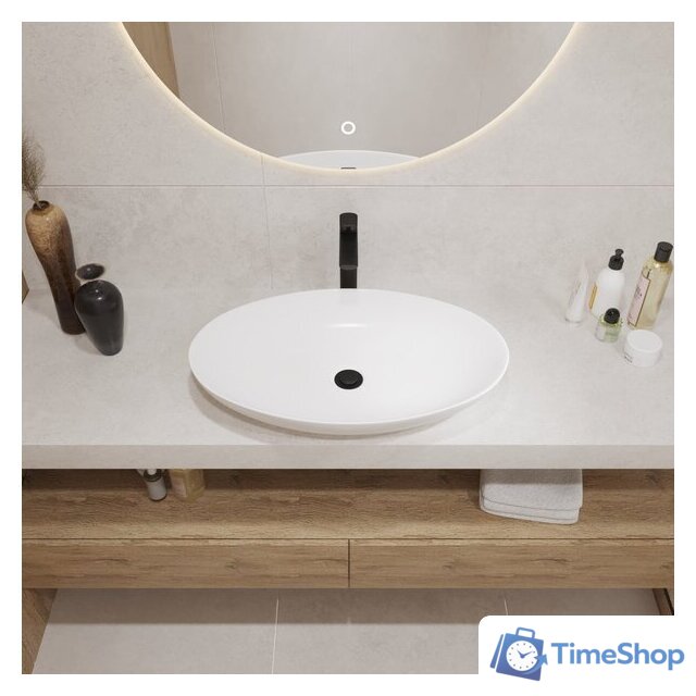 Умывальник Lauter 21571 + клапан 21190W + сифон 21635W (белый матовый) - Изображение №5 — Интернет-магазин Time-Shop