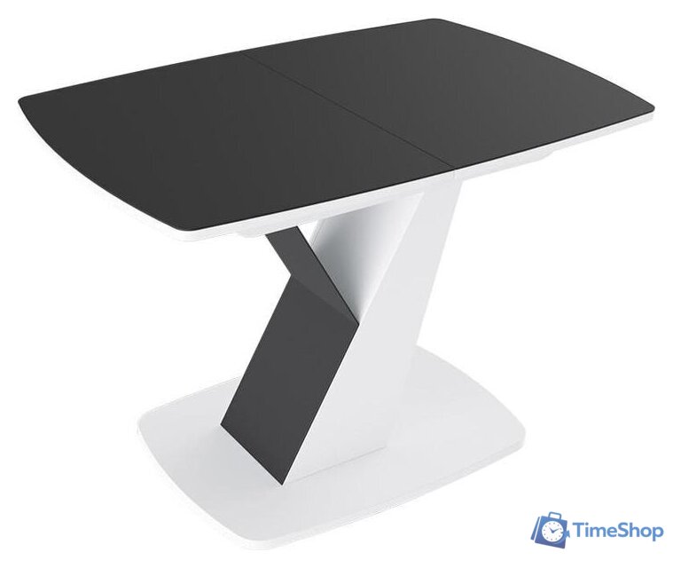 Кухонный стол Трия Гарда тип 1 (белый/стекло матовое черный графит) - Изображение №1 — Интернет-магазин Time-Shop